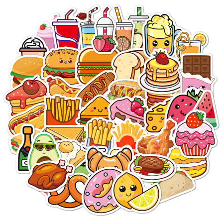 50 barneklistremerker med tegneseriefigurer - Lille havfrue, enhjørning, dinosaur, vannkrus, skrivesaker, vanntette barneklistremerker