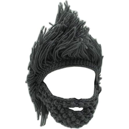 Viking Skæg Beanie Hornhat Vinter Varmt Mask Strikket Uld Sjov Dødningehoved Hat Julegave
