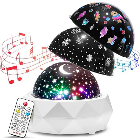 Stjerneklare Nattehimmel Natlampe, Natlampe, Babyværelse, 360° Rotation, Stjerneklare Himmel, Snefnug, Havprojektion, Med Fjernbetjening, 3 Farver