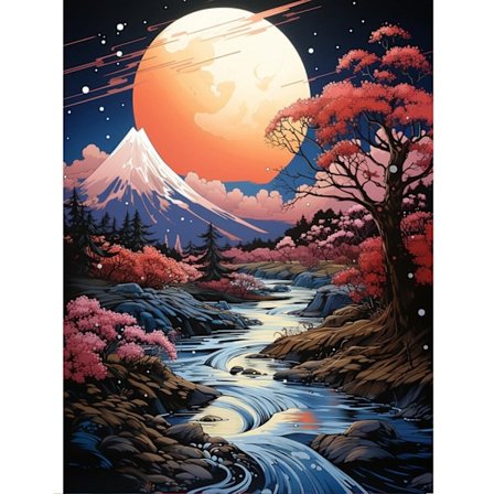 Mount Fuji Diamantmaleri Sæt - Fantasy Landskab 5D Fuld Drill DIY Boligindretning