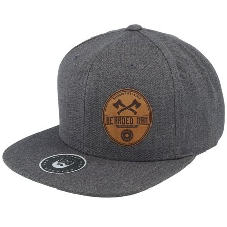 Bearded Man - Grå snapback Keps - Wood Work Emblem Classic Dark Heather Grey Snapback @ Hatstore