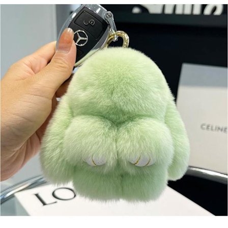 Blød Fluffy Kanin Nøglering Sød Plys Kanin Nøglering Plys Kanin Nøglering Kunstig Pels Nøglering Pompom Nøglering Dekoration