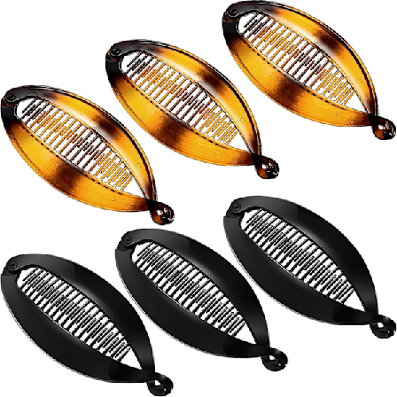 6 st 5,5 tum stora banan hårklämmor Clincher rundade kanter hårkam klor hårkam fiskform grepp klämma hårtillbehör för kvinnor flickor (svart)