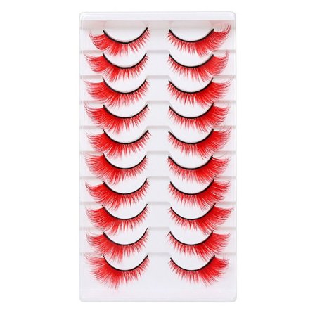 10 Par Fargede Vipper Katteøye Øyevipper RØDE