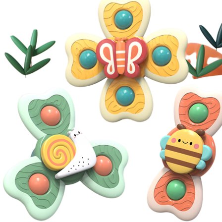 Sugekop Spinner Legetøj til Småbørn, Spinner Legetøj med Stærke Sugekopper til Glatte Overflader, Sensorisk Baby Legetøj til Hånd-Øje Koordination