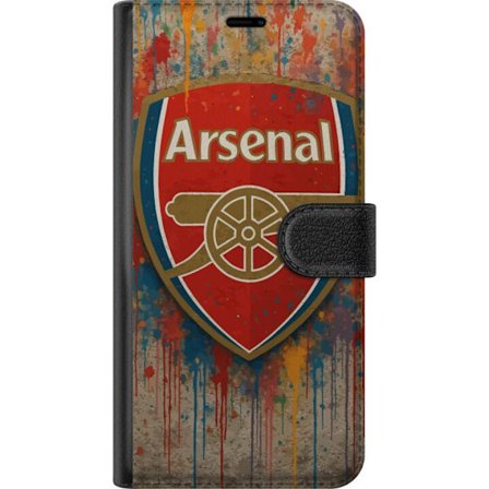 Yhteensopiva Lompakkokotelo Nothing Phone (2) Arsenal Splash Art with värivirtuja taustalla intohimoiselle kannattajalle, voimakkaita punaisia sävyj