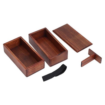 Suorakulmainen pinoamaton 2 kerroksen lounasrasia luonnollinen puinen Bento-rasia Sushi-ruokasäiliö Keittiön pöytäastiat