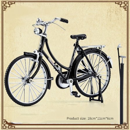 Legering cykel 28 bar simuleringsleksaksmodell dekoration presentask (28 bar damkläder [svart] med luftpump)