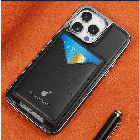 Kotelo iPhone 13Pro Max -puhelimelle, magneettinen taitettava korttipidike [Prestige Black] Korkealaatuista täysnahkaa