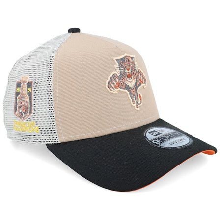 New Era - Beige Trucker Cap - Hatstore Exclusive x 9FORTY Camel/Stone/Black A-Frame Trucker @ Hatstore