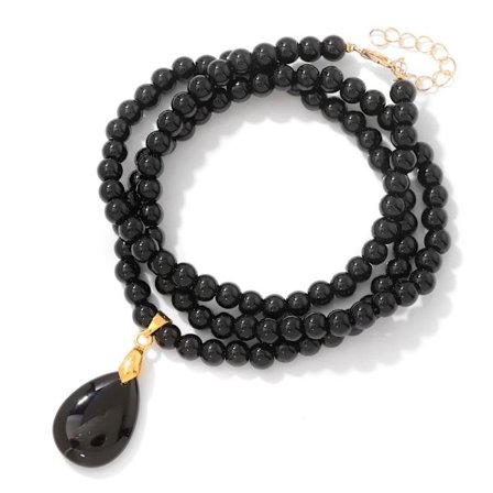 Sort Glassten 6mm Naturlig Krystal Perlehalskæde