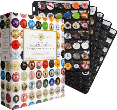 GRANDE album til 210 champagnekapsler - Leuchtturm - Album inkl. 5 sorte COMPART lommer til 42 kapsler