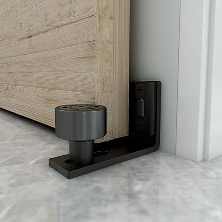 Skyvedørsgulvskinne Justerbar Veggmontert Bunn Dobbel Rulleskinne (Svart 1 stk)