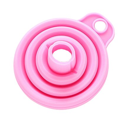 Matvare-godkjent sammenleggbar trakt av silikon for væske (rosa)