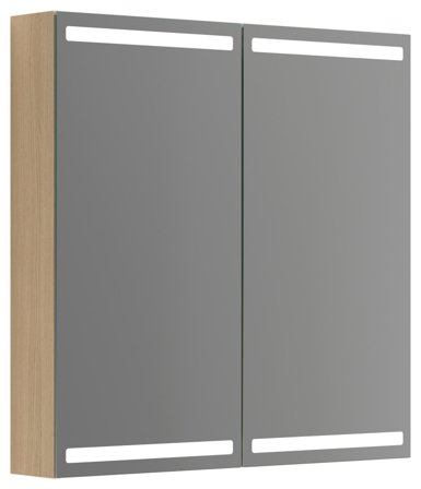 Dansani Luna Level Spegelskåp 80 cm, med ljusstyrning Nordisk ek, Badrum