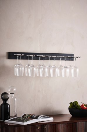 Jotex - Vinglasstativ - Bredde 80 Cm Black mdf / metall - GIA - Kjøp Kjøkkentilbehør hos Jotex