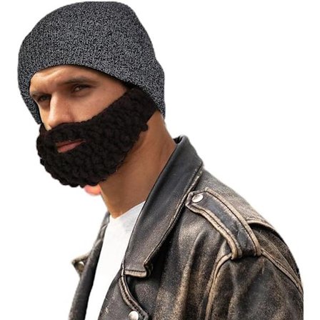 Skjegglue med lue, strikkede luer, morsom strikkelue med skjegg