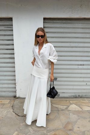 NA-KD Jupe longue - Jupe plissée - Crème - EU 44