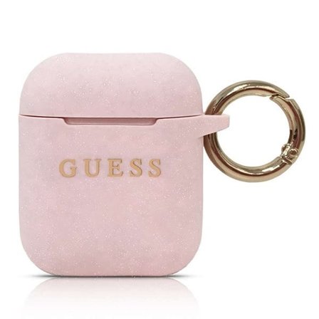 Guess GUACCSILGLLP AirPods skydd ljusrosa / rosa Silikon Glitter