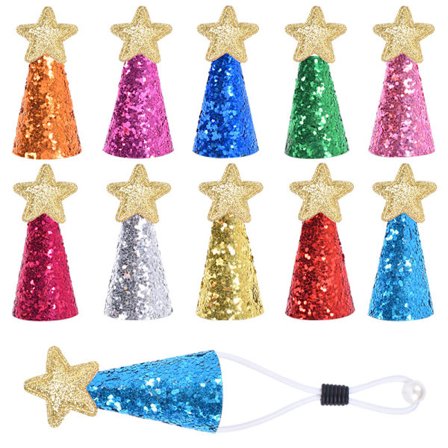 10 stk. fødselsdagshat til hunde, fødselsdagshat til katte med mini partyhatte til udstoppede dyr, justerbare pandebånd, søde fødselsdagshatte P