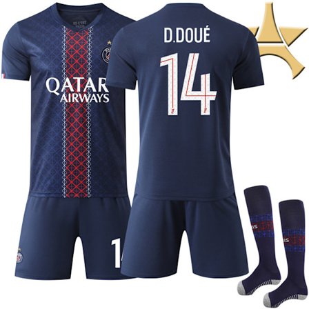 Ny 2025-2026 Paris Saint-Germain Hjemme 1 Stjerne Fodboldtrøje Nr. 14 D.Doue