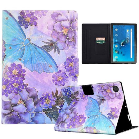 Case för Lenovo Tab M10 (gen 3) Pu Leather Flip Cover Printed Tablet Stand Case med kortplatser