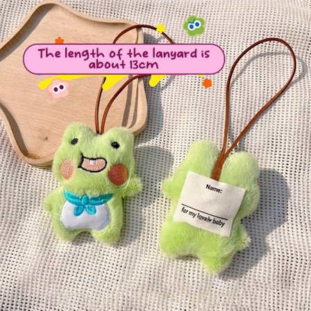 Squeak Doll Namn Sticker Hänge Frog Panda Plysch Bagage Tag