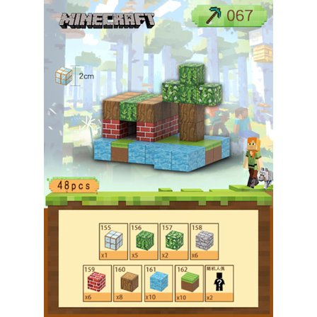 Minecraft Byggeklodser med 48 seks-sidede magnetiske legetøj (jungle)