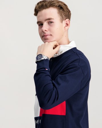Tommy Hilfiger HERITAGE FLAG JERSEY POLO LS Sininen Pikee/Rugbypaidat Pojat - Kids Brand Store