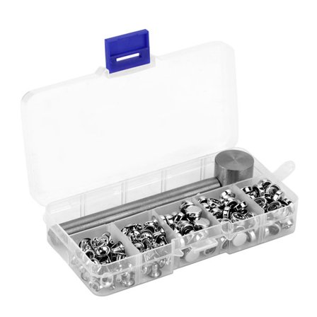 DIY Dobbelt Kappe Nitter Rørformede Metalnitter Læderhåndværk Montering Dekoration med Fastgørelsesværktøj (#2)