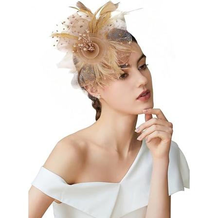 Verkkokukallinen h yhenkoristeinen fascinator hiuspinnill - H koriste, kirkko, teekutsu, derby-hattu, kilpailuhattu Gold