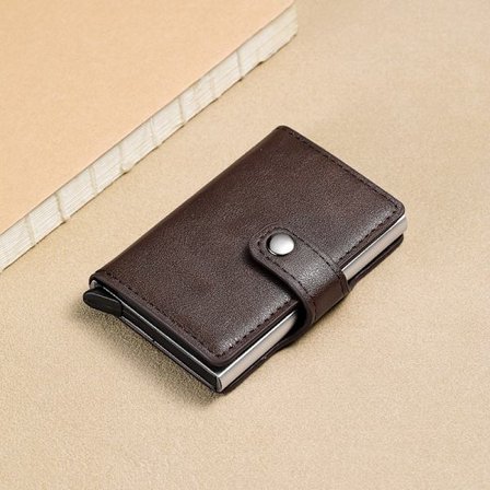 1PCS Ruskea - RFID-suojattu lompakko 5 korttipidikkeelle (aito nahka)