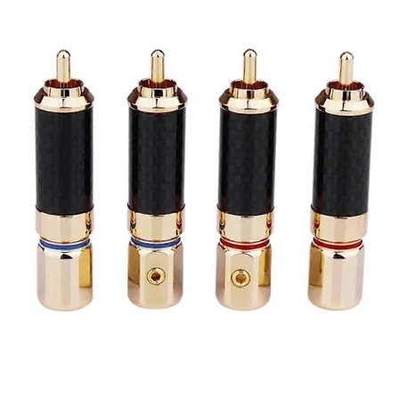 4 stk HIFI-kontakter Høykvalitets karbonfiber 24K gullbelagt jackkabelkontaktadapter [GKS]