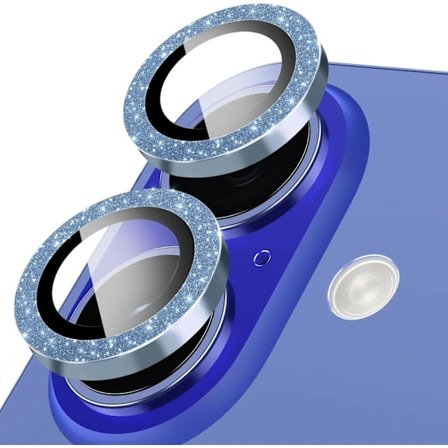 Kamerlinsskydd för iPhone 16 / iPhone 16 Plus, Glitterdekoration Individuella linsskydd, Ultratunn, Blå