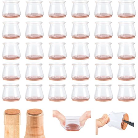 36 st stolskydd, stolskydd, filtglid för stolar, transparenta silikonskydd för stolsben, lämpliga för trägolv, kakel och laminatgolv (stora för 33-45 