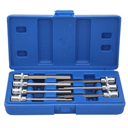 7 st 3/8 Fyrkantshylsbitsset 1/8 3/16 7/32 1/4 9/32 5/16 3/8 Sexkant Förlängd Lång Bits