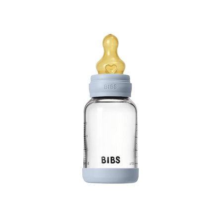 BIBS Gl Baby Bott Round Latex Baby Blue Slow Flow 120 ml, Børn & Forældre, Sutteflasker & Tilbehør, Sutteflasker