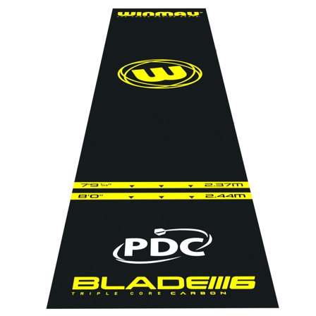 Winmau Pro Zone Essential PVC Dart Mat 2.37m/2.44m Blade 6 Triple Core Carbon PDC Floor Protector for Darts Games