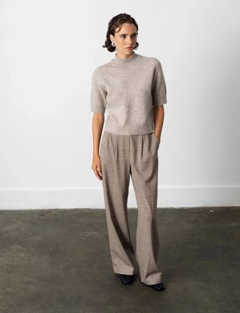 French Connection Kezia S/S Mock Nk Top - Beige - XL