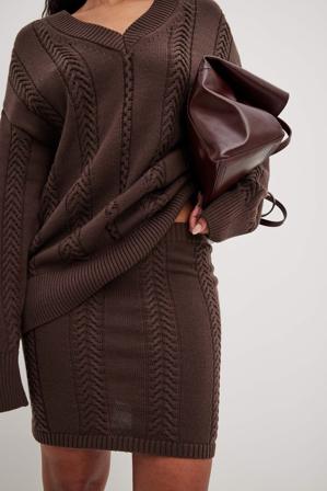 NA-KD Jupe mini en maille torsadée - Jupes en tricot - Brun - XX-Small