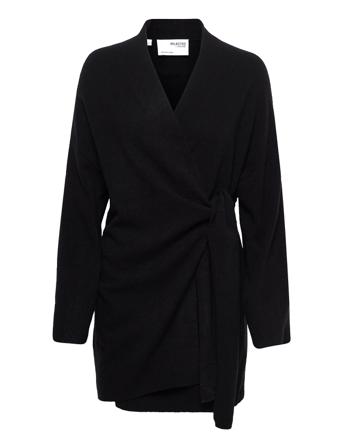 Slfnovah Ls Long Knit Cardigan B Strikkegenser Cardigan Svart Selected Femme
