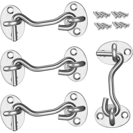 Kabine Hængsel, Skurportlåse Lås Lydløs Dørgreb, Rustfrit Stål Øje Hængsler til Skur Dør Garageporte (4 stk)