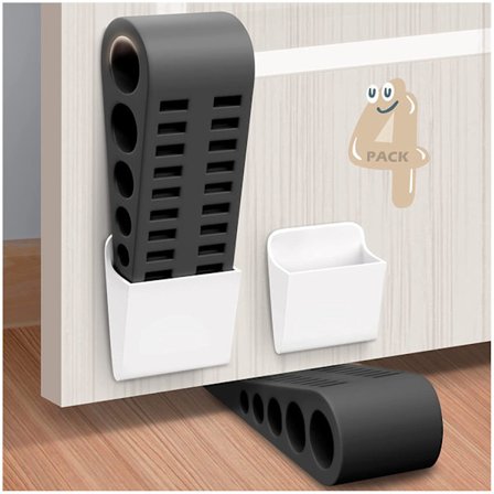 Sorte 2-pak dørstoppere, gummistoppere, skridsikre på alle gulvoverflader