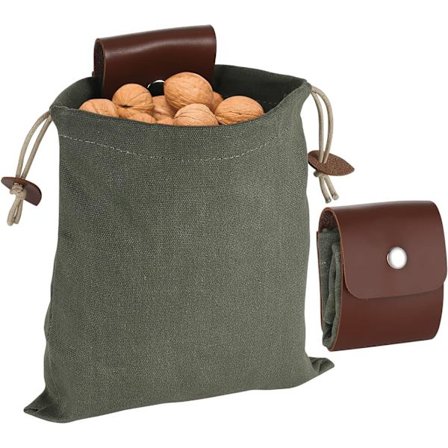 Rehuntelupussi, kokoontaitettava pussi, vahattu kangasrehunpussi, nahkavyöpussi, vyölaukku, sienipussi, sadonkorjuupussi, hedelmänpoimintapussi