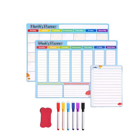 Magnetisk Køleskabskalender - Planlægningssæt: Genanvendelig Whiteboard til Hjem & Kontor