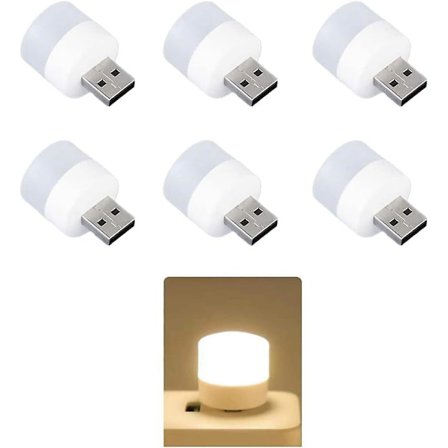 Liten USB-nattlampa, 6 st bärbar mini LED-nattlampa mobil USB-lampa barn nattlampa för sovrumsläsning baby sömn powerbank laddningslampa