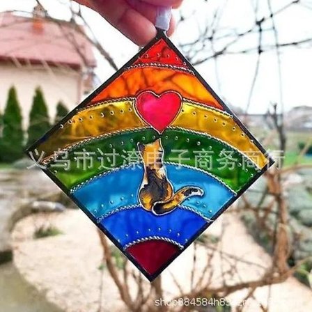 Sateenkaari-kissan muistokite, kissan muistolahja, riippuva sateenkaari-silta-kite kissan ystäville kotiin