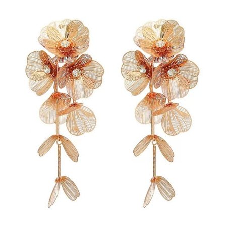 Store Filigran Håndlavede Blomsterkvast Drop Dingle Øreringe til Kvinder, Overdrevne Statement Blomster Metal Boho Trendy Mode Plante Øreringe