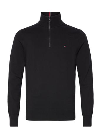 1985 Zip Mock Knitwear Half Zip Pullover Svart Tommy Hilfiger*Betinget Tilbud