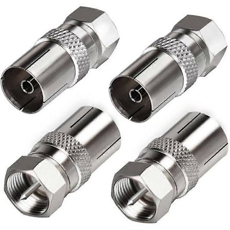 4 st TV Antennkontakt F Hane till Hona TV TV Antennuttag Koaxialadapter för Antennkabel Kablar Satellit 9,5 Hona TV till Typkontakt